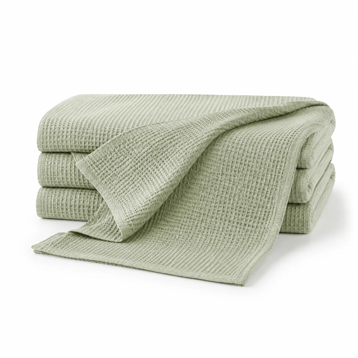 Lightweight Waffle Throw Blanket – Sage Green
