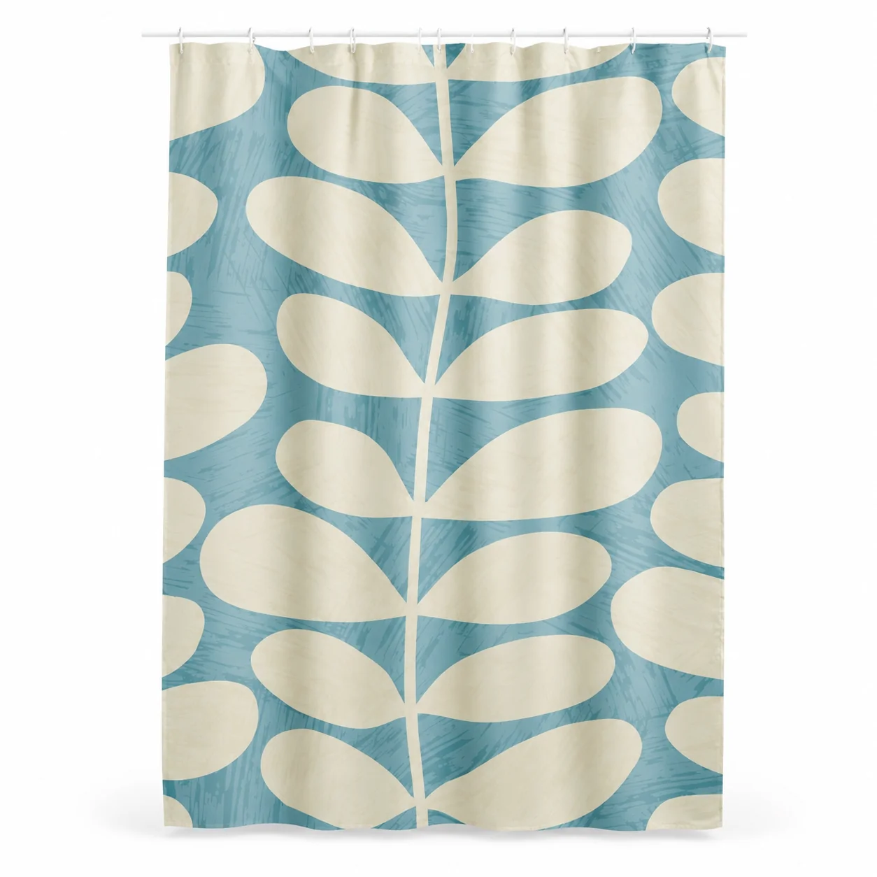 Modern Botanical Shower Curtain – Aqua Blue & Terracotta